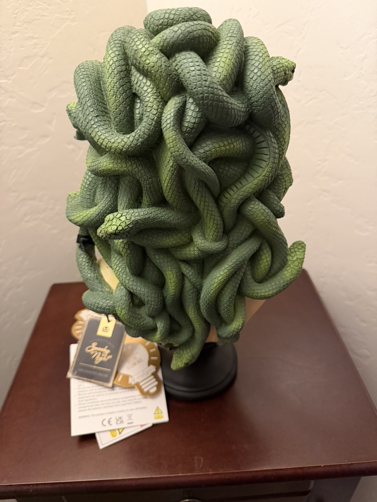 Spooky Night Halloween Green Haired Medusa Bust