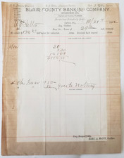 1892 Document, Blair County Banking Company, Tyrone, PA