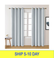 HOMEIDEAS 2 Panels Greyish White Faux Silk Blackout Curtains, 52 X 84 Inch Room