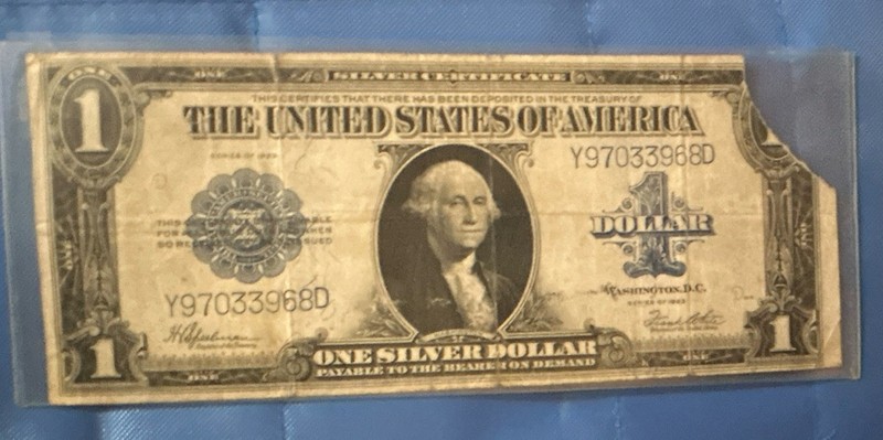 1923 $1 US Large Silver Certificate Banknote Y97033968D
