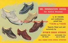 Advertising Linen Postcard, Dyer's Shoe Stores, Madison & Milwaukee Wisconsin