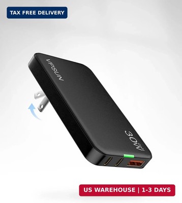 USB C Wall Charger Block 30W,3 Port Ultra Thin Flat USB-C Charging Plug,Foldable