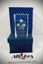 THE GLASS GALLERY CRYSTAL COLLECTION "I LOVE YOU" FLOWER PAPERWEIGHT / DISPLAY