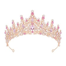 Tiara for Women Crystal Queen Crowns Rhinestone Princess Tiaras for Women Pink