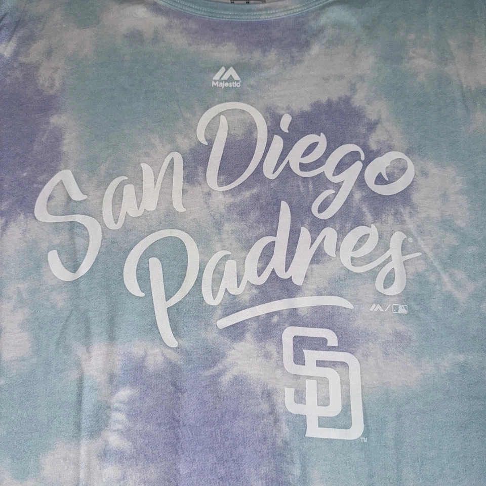 MLB San Diego Padres Women’s T-shirt NWT  Majestic Size Medium multi color - Image 2 of 4