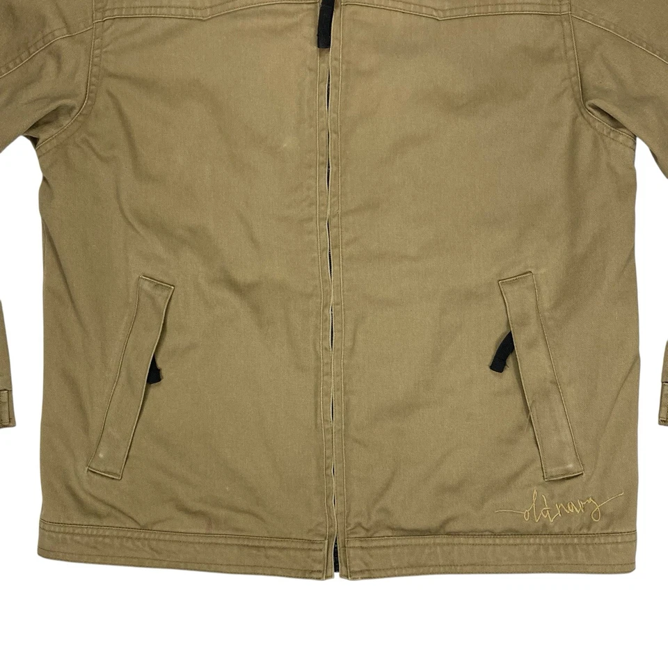 Old Navy Utility Jacket Youth Sz XL Brown Sherpa Lined Smart Casual Winter Coat - Image 3 of 4