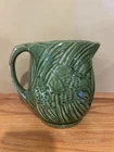 Vintage 1930's McCoy Green Angel Fish Stoneware Pitcher 6 1/4" tall