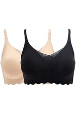 Rhonda Shear Women's 2-pack Gel Bra Scallop Edge Black/Beige