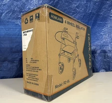 HOMLAND Foldable Rollator Walkers with Seat for Seniors, 8'' Big Wheels, 350 lb.