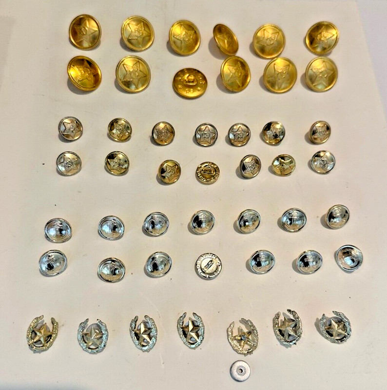 NEW- 47 Russian/Soviet Military Buttons/Pins- Army, Navy, Honorary Star- Russia