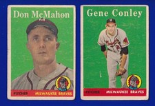 2 BRAVES LOT 1958 TOPPS #147 DON MCMAHON ROOKIE #431 GENE CONLEY GOOD