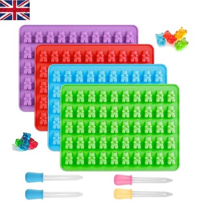 Lebensmittelechte Silikon Gummibärchen Formen - 4er Pack mit 4 Pipetten für einzigartige Süßigkeiten