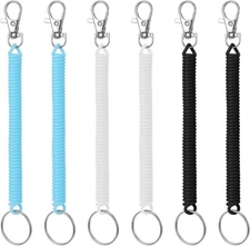 6 Pcs Retractable Spring Coil Keychain, Anti-Lost Stretch Cord Safety Key Chain