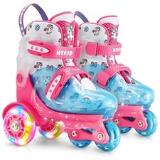 Roller Skates, 4 Adjustable Sizes, Fun Illuminating, Safety Three-Point Type,...