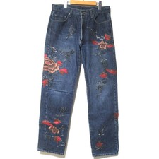 Gucci Tom Ford Period Masterpiece Flower Embroidery Button Fly Denim Pants Jeans