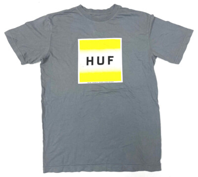 HUF DBC Worldwide T Shirt HUF Square Logo LA NY SF 100% Cotton HUF Grey