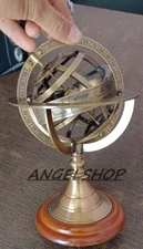 Antique Brass 9" Armillary Sphere Astrolabe Maritime Nautical Collectible Globe