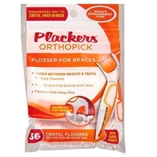 PLACKERS Orthopick Flosser - 144 count ( 4 bags of 36 count each)