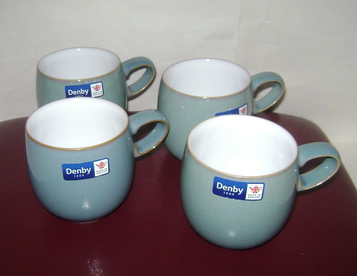 NEW Set of DENBY AZURE BLUE SMALL CURVE MUGS CUP POTTERY STONEWARE CHINA