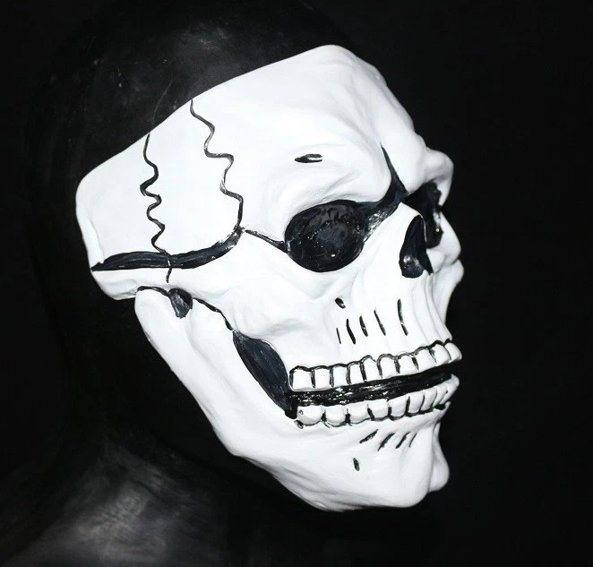 THE RUBBER PLANTATION TM Spectre White Skull Mask Moving Mouth Day Of The Dead Bond Fancy Dress Halloween