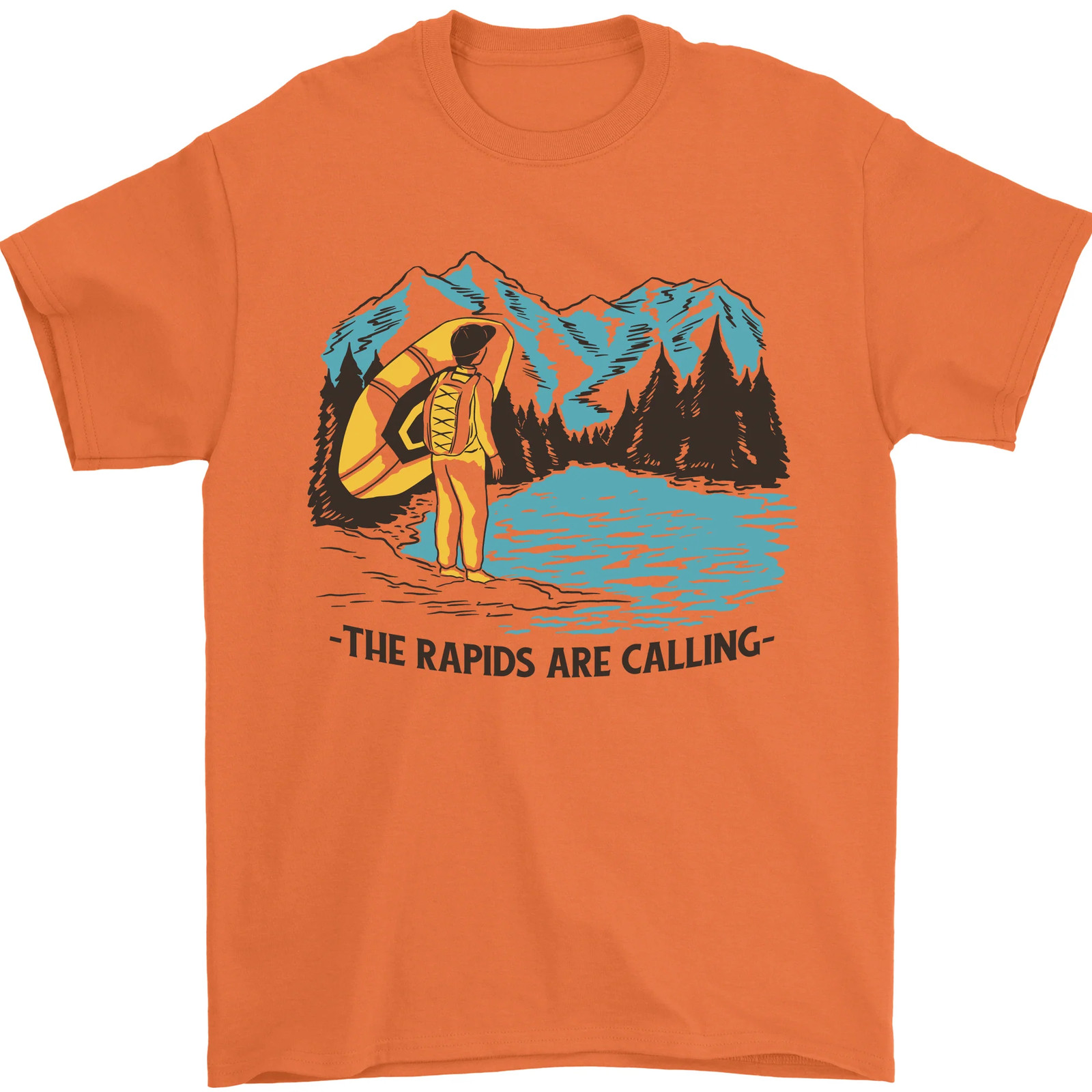 Camiseta Para Hombre 100% Algodón De Rafting En Aguas Blancas Y Rápidos