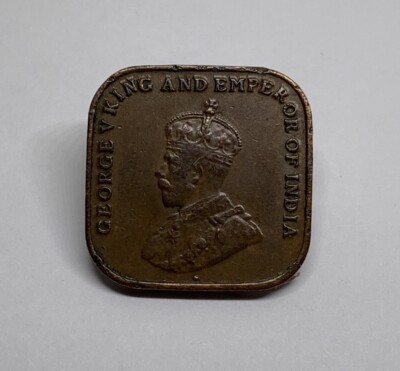 George V King & Emperor of India Straits Settlements 1 Cent 1919 Coin Pin (214)