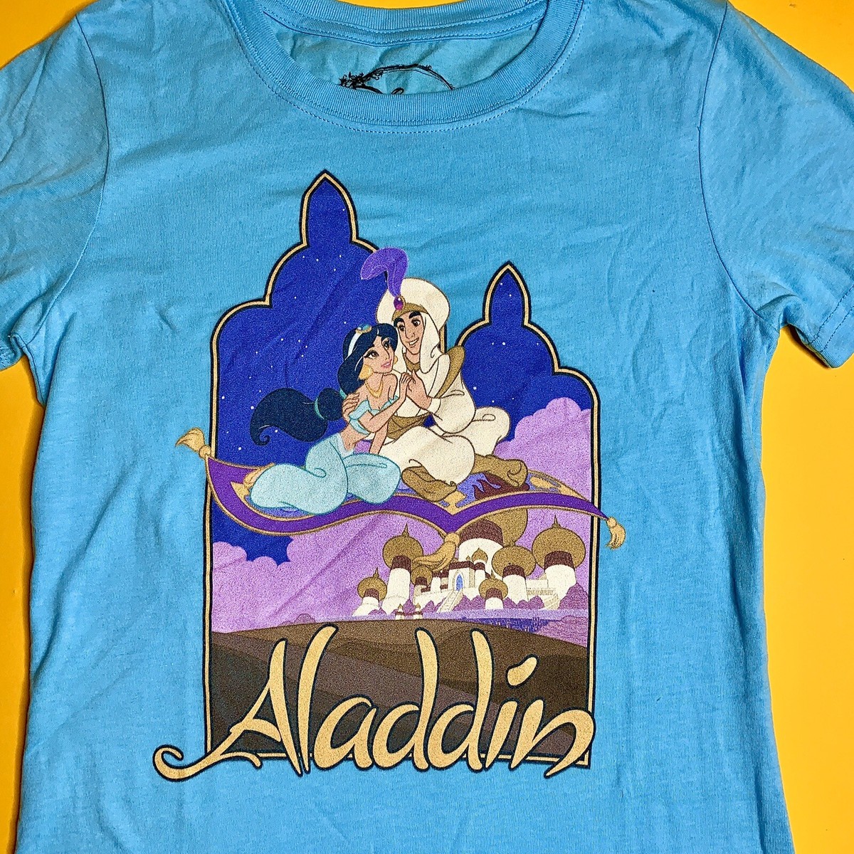 90s Retro Design Disney Aladdin Princess Jasmine Blue Tee