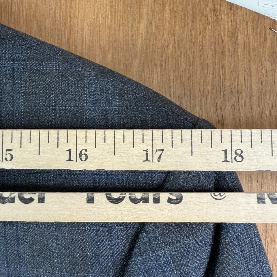 ZZegna Suit Mens 44L Gray Windowpane 2 Button 100% Wool Pants 36x30 Canvas MINT - Image 4 of 4