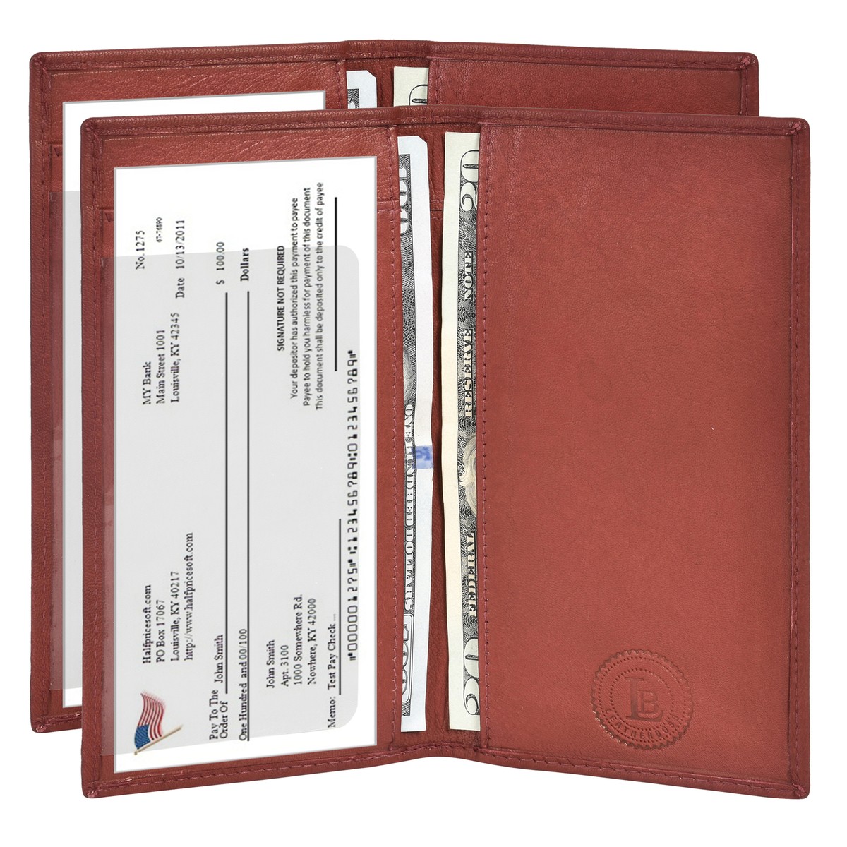 その他 E.R Leatherboss Genuine Leather Men Women Checkbook Cover Plain Set of