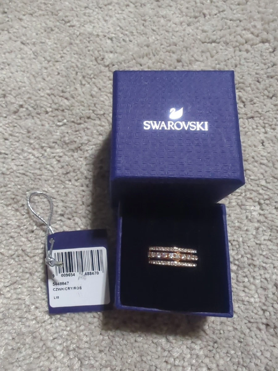 Swarovski Further Ring White Pave Crystal Ring Rose gold plated Sz 9