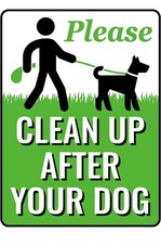 Clean Up After Your Dog 12" x 9" Yard Sign with Metal Wire H-Stakes Included