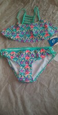 NWT GIRLS O'RAGEOUS SUPER CUTE 2 Piece Bikini Set Aqua Print size 16 MUST SEE 