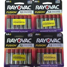 Rayovac Fusion AA Batteries Lot Of 4x 6 Pack 24total 12 Year Power Guarantee