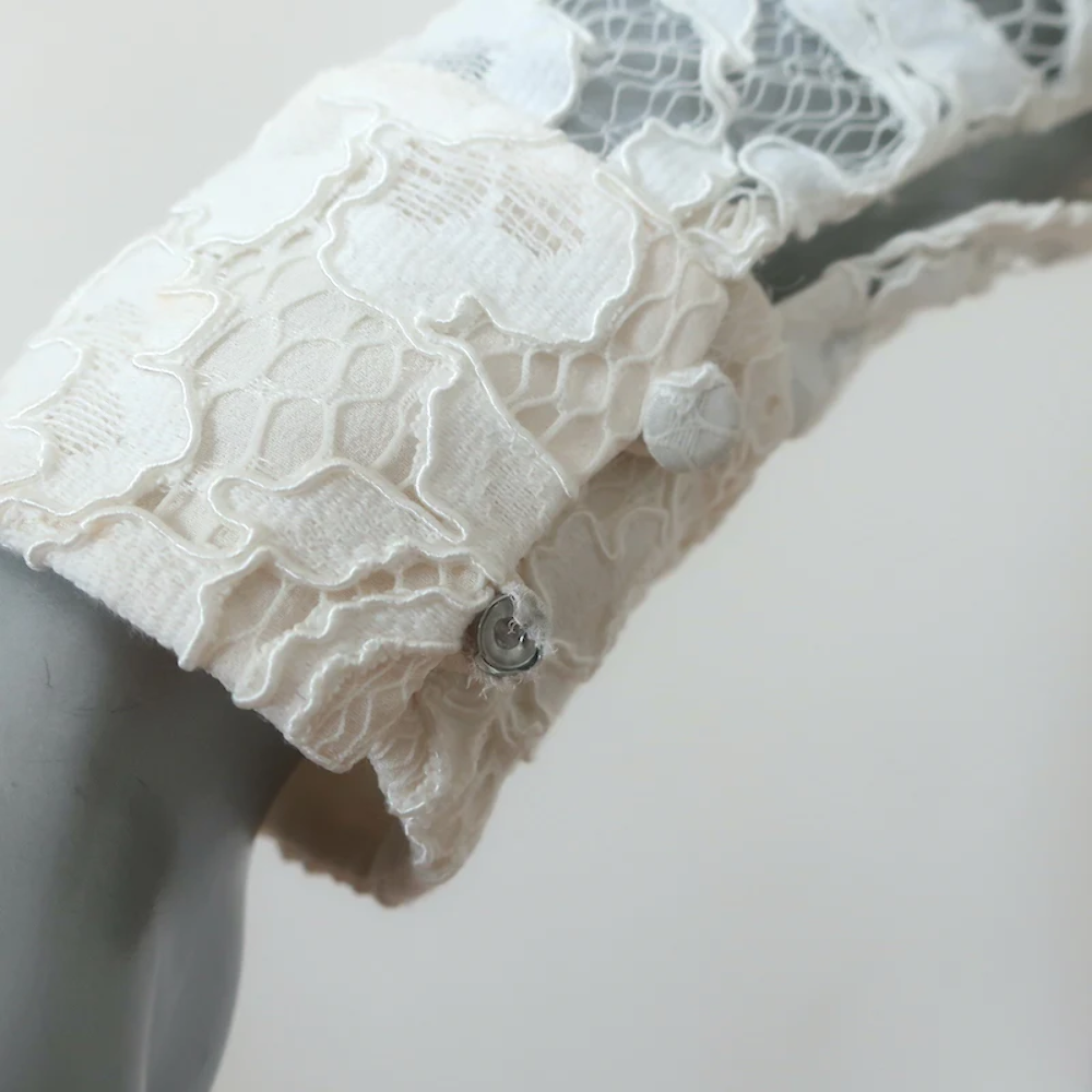 Camicia in pizzo Saint Laurent Guipure crema taglia 34 manica lunga