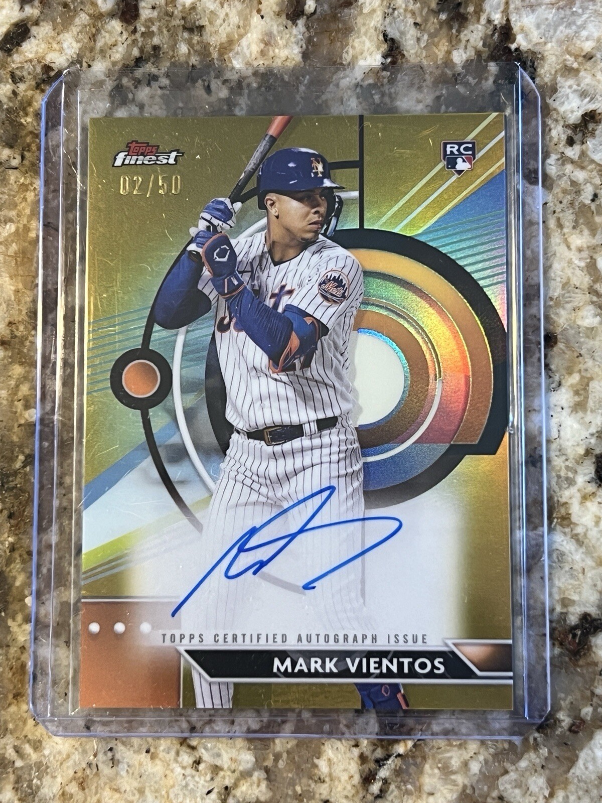 2023 Topps Finest Mark Vientos #FA-MVI Rookie RC Gold Refractor Auto 2/50 Mets