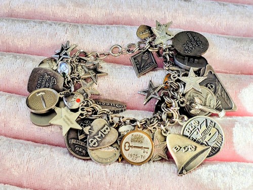 Beta Sigma Phi 40+ CHARMS BRACELET DOUBLE LINKS CHAIN SIGNED STERLING☆7"L☆RARE - Picture 9 of 24
