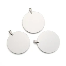 50pcs Flat Round Stainless Steel Tags Stamping Blank w/ Snap-on Bail for Jewelry