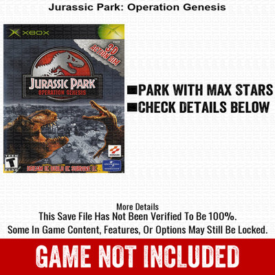 Jurassic Park Operation Genesis 100% Unlocked All Items Xbox USB