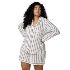 Simply Vera Wang Womens Blush Long Sleeve Pajama Top Boxer Set Plus Sz 2X New