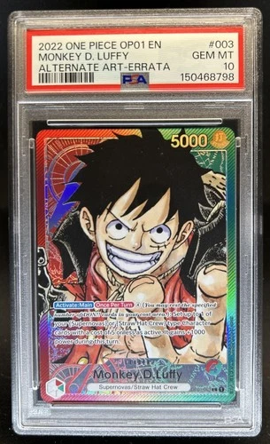 2022 One Piece Romance Dawn Monkey.D.Luffy Alternate Art Errata #OP01-003 PSA 10
