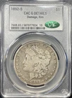1892-S Morgan Silver Dollar $1 CAC Good Details Rim Damage