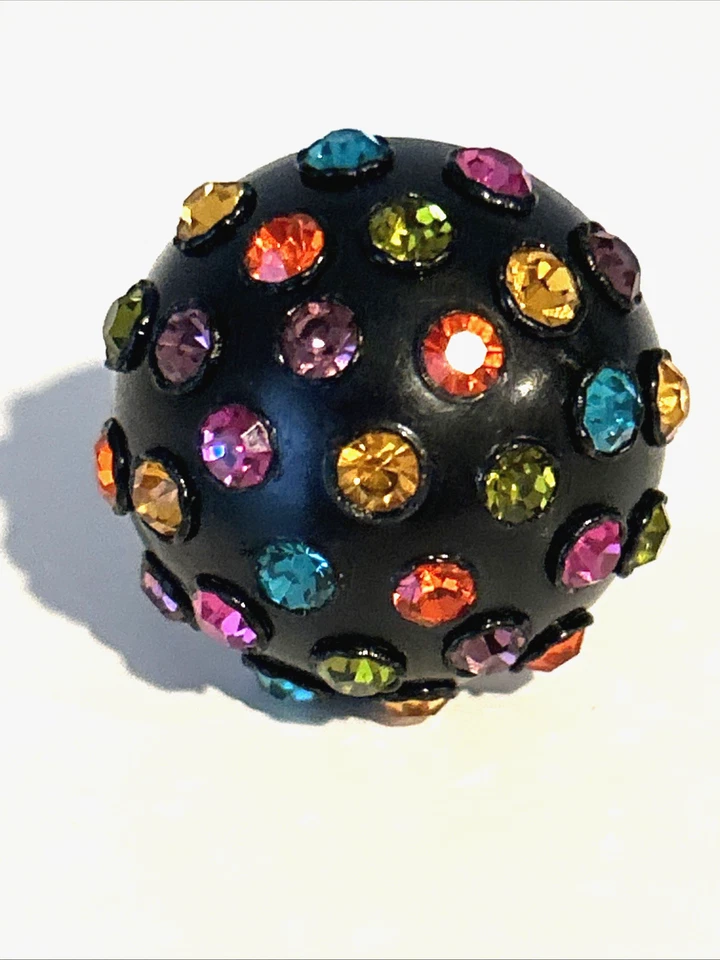 Anillo de cóctel vintage negro bola de discoteca ajustable Foto 4 de 4