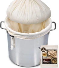 Brew Bag, 26" X 22", 2 Pack, Unbleached Cotton Straining Bag