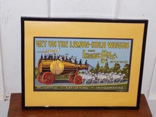 Vintage Lemon Kola Cardboard/Paper Advertising Sign in Frame