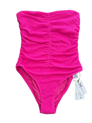 NEW NWT X Milly one 1 pc swim suit tank TEXTURED RUCHE S SMALL pink strapless