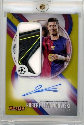 Robert Lewandowski 2024-25 Topps Merlin Uefa Gold Match Ball Auto /50 #MBS-RL