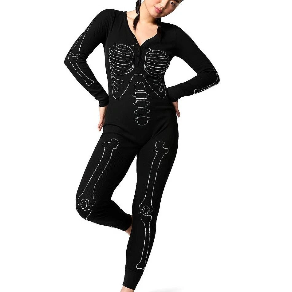 Body Victoria's Secret Térmico Dormir Largo John XXL *Esqueleto Estrás* NUEVO Foto 2 de 3