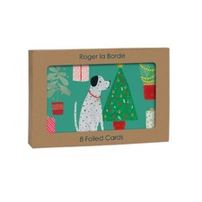 Cho Chou Dog Gold Foil 8 x Christmas Cards in a Kraft Box 80 x 140 cm