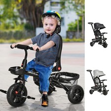 Qaba 4 in 1 Baby Tricycle w/ Push Handle Brake Clutch Footrest Handrail Belt