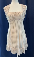 FOREVER 21 POLKA DOT Mini Dress (M) Cream Y2K Coquette Milkmaid Babydoll Romance
